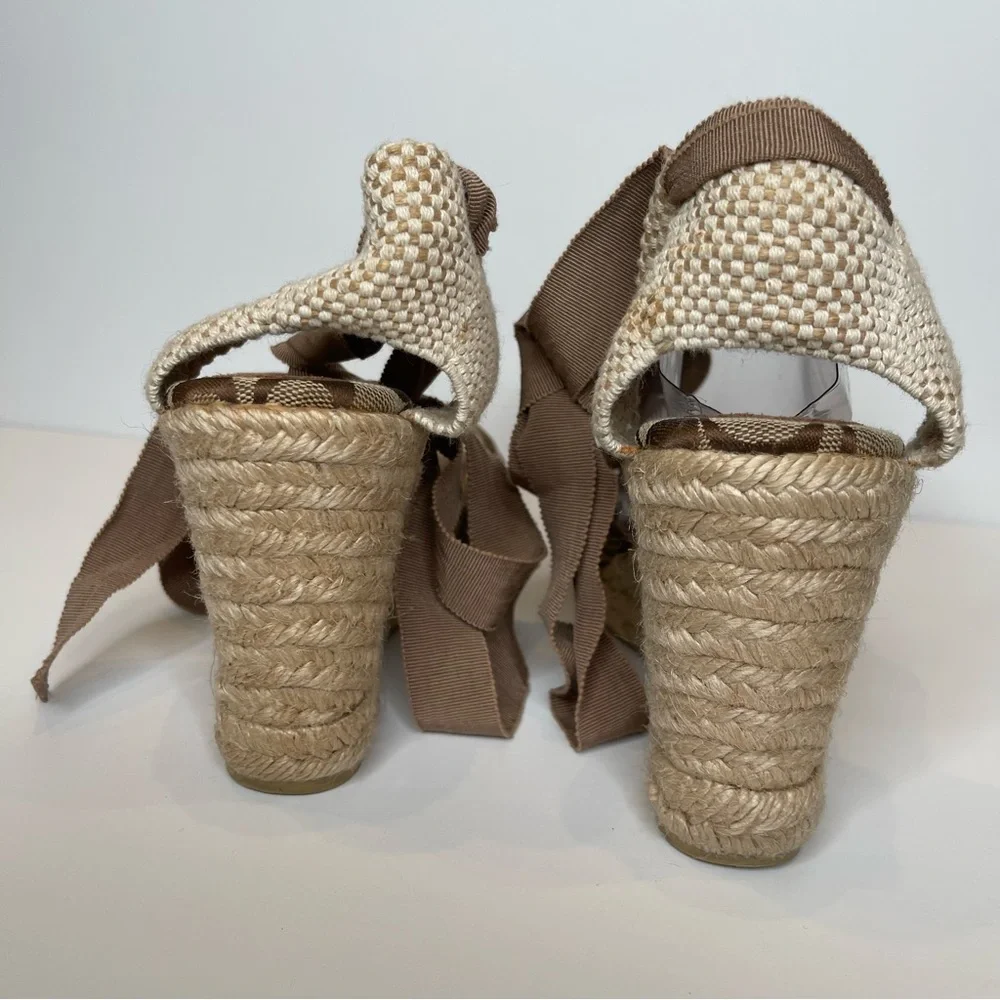 Coach wedges in neutral color. Brown lace up Sandals Sz 9 - Picture 4 of 11
